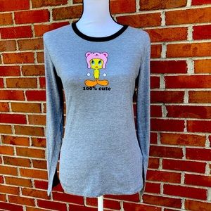 Looney Tunes Tweety Bird Long Sleeve Ring Neck T Shirt Girls Large